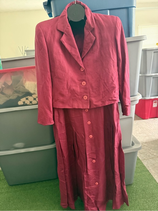Jos. A. Bank Dresses & Skirts - Women's Burgundy Button-Front Skirt with Matching Jacket mp35